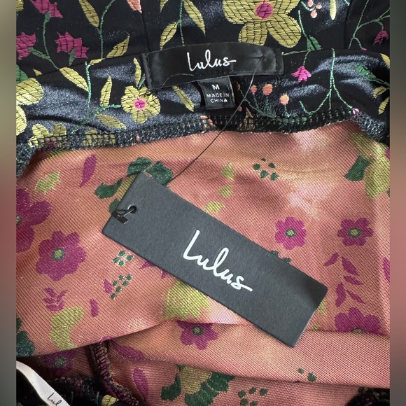 Lulus Dress Make A Move Black Satin Floral Dress - Picture 5 of 10